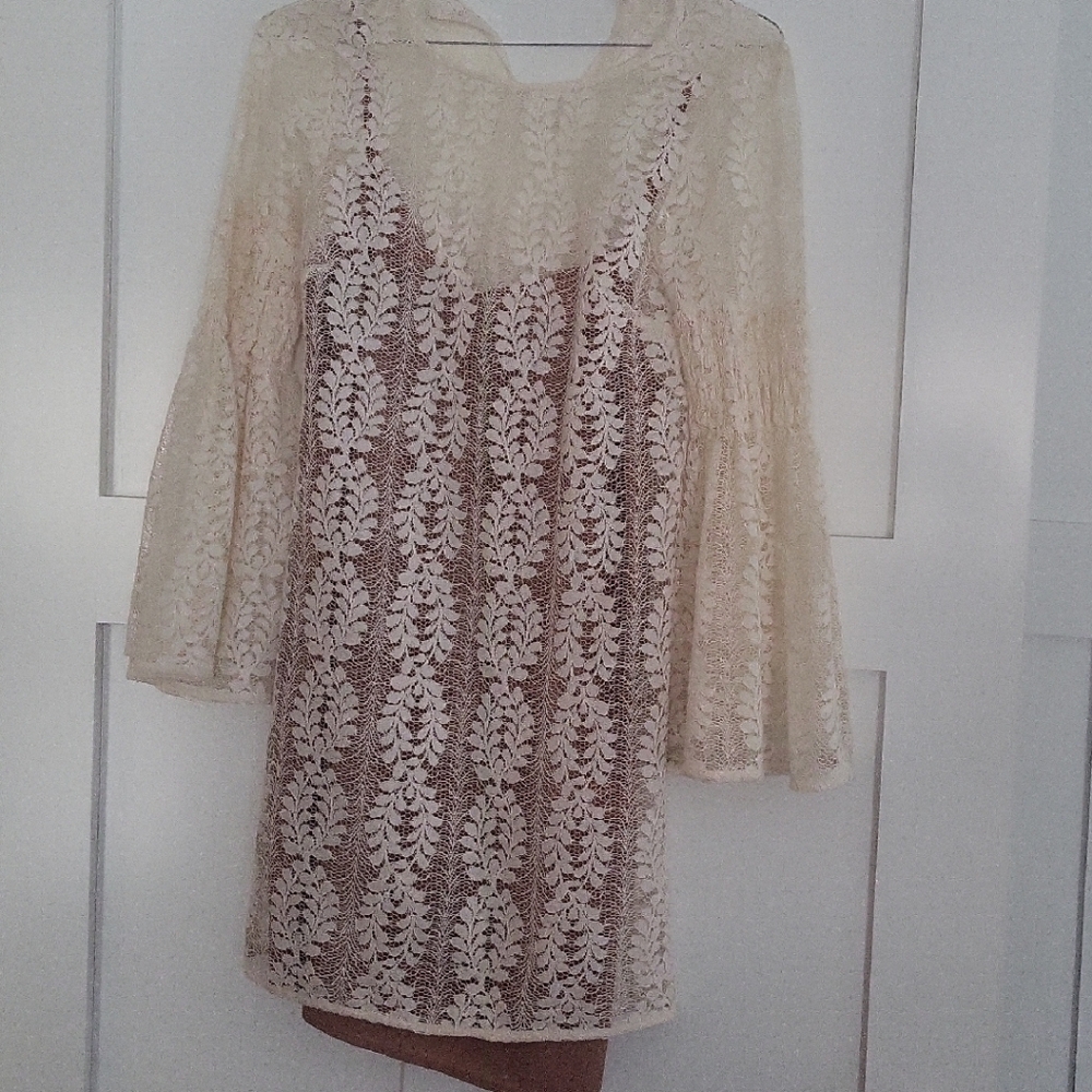 MICHAEL Michael Kors Beige and Tan Lace Dress
